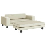 Cumpara ieftin Pat pentru caini cu extensie, crem, 100x50x30 cm, catifea