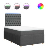 Cumpara ieftin Pat box spring cu saltea, gri inchis, 120x190 cm, textil