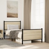 VidaXL Cadru pat metalic fără saltea, stejar sonoma, 90x200 cm 4007727