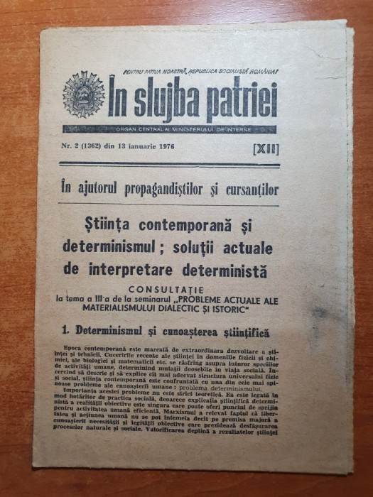 in slujba patriei 13 ianuarie 1976-organ central al ministerului de interne