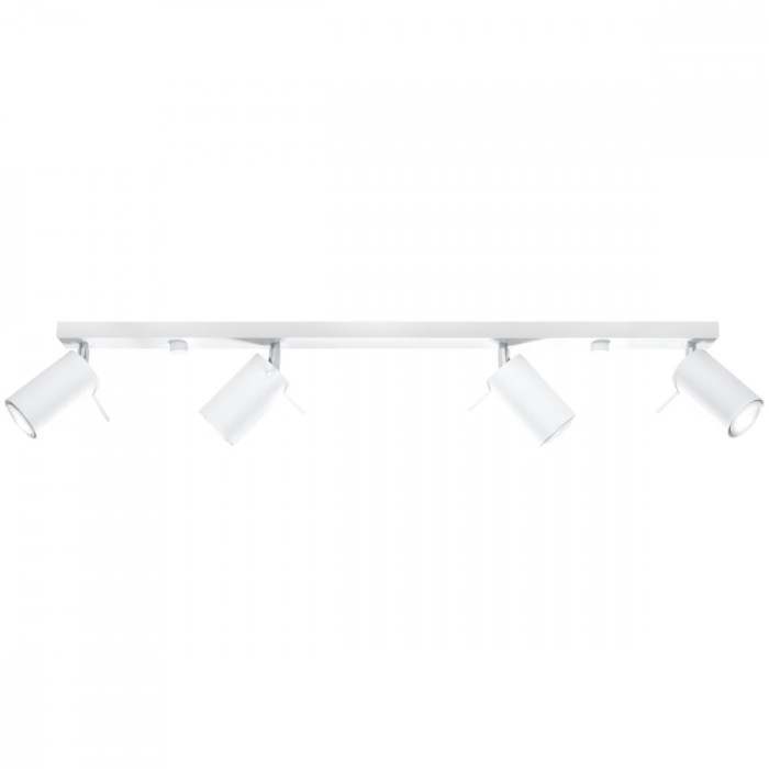 Lustră Tavan Ring Alb Oțel 4 Becuri Tub Modern Interior