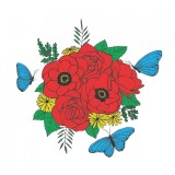 Sticker decorativ, Buchet de flori, Rosu, 60 cm, 1170ST