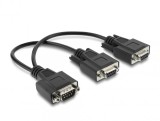 Splitter Y serial D-Sub 9 pini la 2 x D-Sub 9 pini T-M 0.25m Negru, Delock 67444