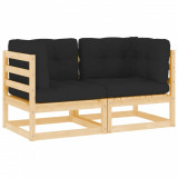 Canapele de colt de gradina cu perne, 2 buc., lemn masiv de pin GartenMobel Dekor, vidaXL