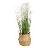 Ghiveci Decorativi cu Iarbă și Flori Albe 44cm, CMCLASS