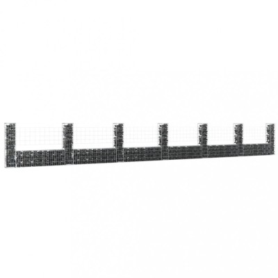 vidaXL Coș de gabion &amp;icirc;n formă de U cu 7 st&amp;acirc;lpi, 740x20x100 cm, fier foto