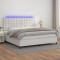 vidaXL Pat cu arcuri, saltea și LED, alb, 200x200 cm, piele ecologică 3135964