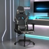 Scaun Gaming vidaXL, Piele Ecologica, Negru/Camuflaj, Inclinare, Pivotant 360&deg;, Ajustabil, Confortabil, Dimensiuni 67x58x(118-128) cm