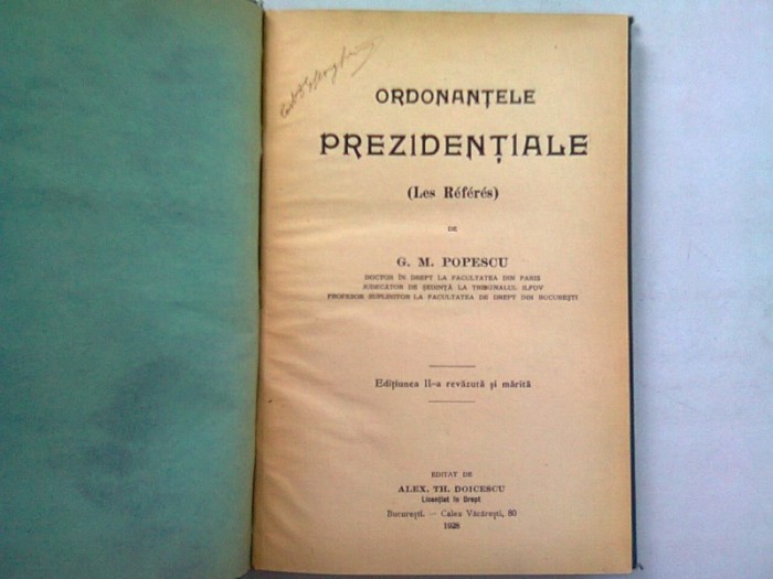 ORDONANTELE PREZIDENTIALE (LES REFERES) - G.M. POPESCU