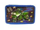 Cumpara ieftin Penar Copii Motocicleta Albastru 20cm, 1 Compartiment, Fermoar. Penar echipat pentru baieti, model standard.