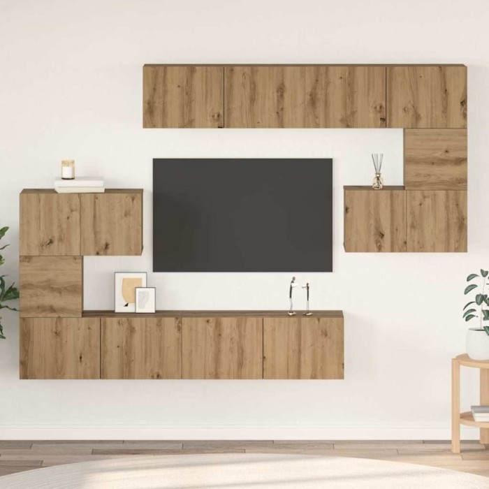 Set comodă TV 8 pcs stejar artizanal 80 x 30 x 30 cm