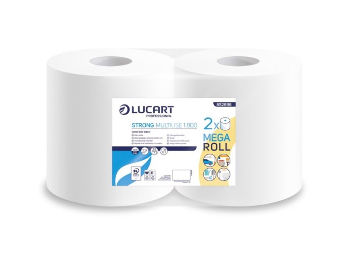 Rola hartie industriala Lucart Strong Multiuse 1.800, 2 str, alba, 194 m/rola, 2 role/set