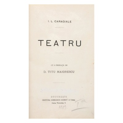 I. L. Caragiale, Teatru, , prima ediție - Piesă rară foto