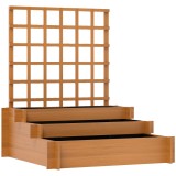Outsunny Jardinieră cu 3 Niveluri și Grilaj pentru Plante Cățărătoare, Straturi Ridicate din Lemn, 95x95x110cm, Natural | Aosom Romania