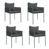 Scaune de gradina cu perne 4 buc. negru 54x61x83 cm poliratan