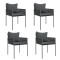 Scaune de gradina cu perne 4 buc. negru 54x61x83 cm poliratan