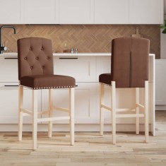 vidaXL Scaune de bar, 2 buc., lemn masiv de hevea și textil