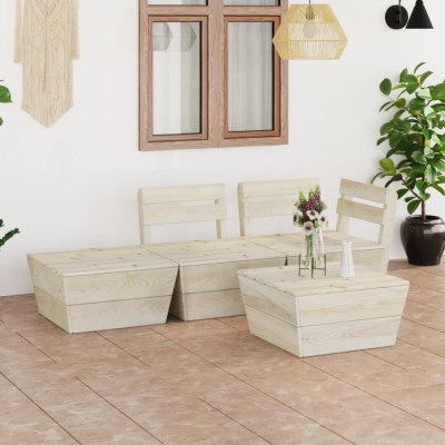 vidaXL Set de mobilier de grădină paleți, 4 piese, lemn molid tratat 3063712 foto