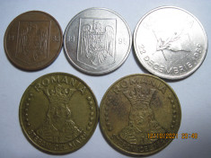 Romania (e144) &amp;#039;90 - 1 Leu 1993, 5 Lei 1995, 10 Lei 1992, 20 Lei 1991, 1992 foto