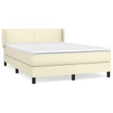 Cumpara ieftin Pat box spring cu saltea, crem, 140x200 cm, piele ecologica