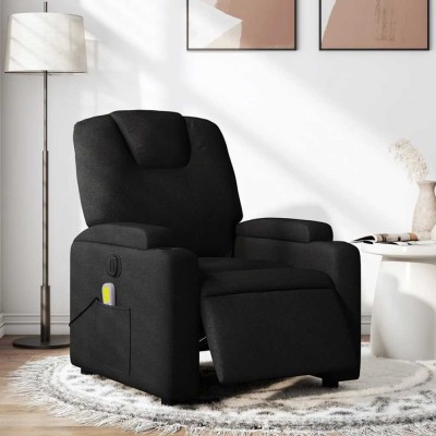 vidaXL Fotoliu electric de masaj rabatabil, negru, textil foto