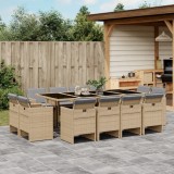 Set mobilier gradina cu perne, 13 piese, bej combinat poliratan GartenMobel Dekor, vidaXL