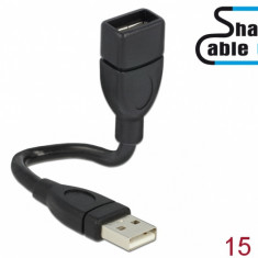 Cablu USB 2.0-A la USB 2.0 A T-M ShapeCable 0.15m, Delock 83497