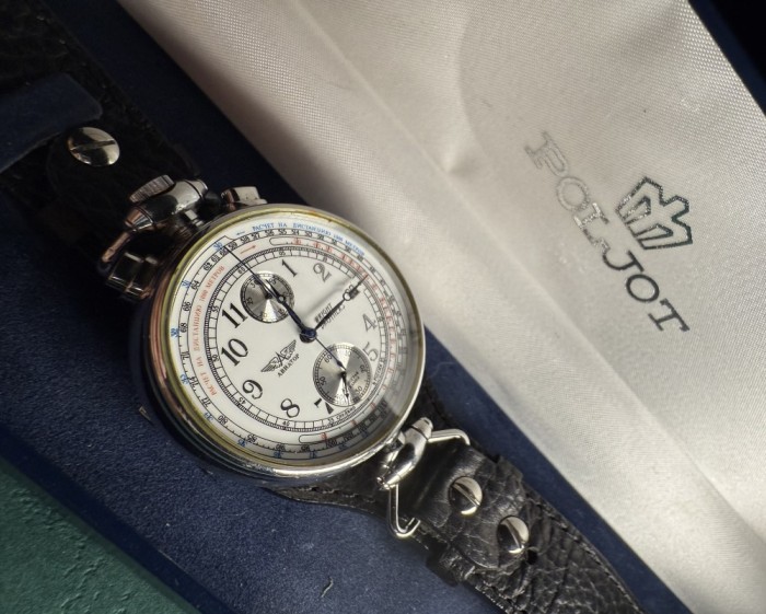 Ceas aniversar cronograf Bullhead Poljot 100 ani Wright Brothers rar