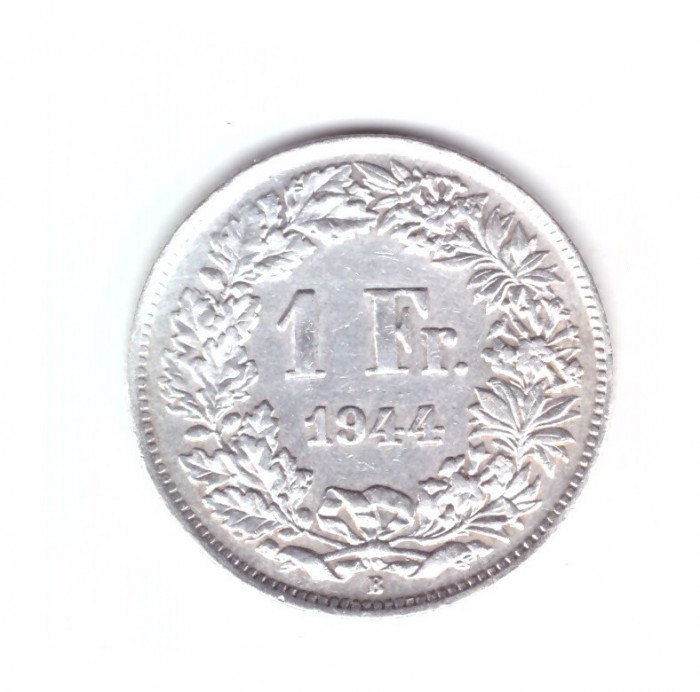 Moneda Elvetia 1 franc 1944, stare buna, curata
