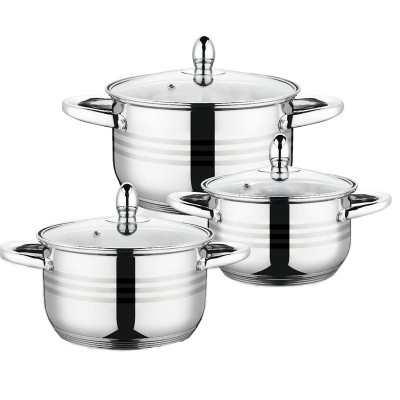 Set 3 cratite Grunberg, inox, baza incapsulata, capac sticla, 2, 2.8, 3.6 L foto