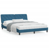 Cadru de pat cu lumini LED, albastru, 160x200 cm, catifea GartenMobel Dekor, vidaXL