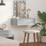 VidaXL Masă de toaletă suspendată cu LED, gri sonoma