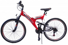 Bicicleta MTB Full Suspensie UMIT Ride On , culoare Rosu/Negru , roata 26&amp;quot;, otelPB Cod:2611000000 foto