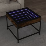VidaXL Măsuță de cafea cu LED infinity, stejar fumuriu, 50x50x41 cm