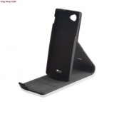 HUSA PIELE STAND SAMSUNG GALAXY NOTE 3 N9000 SLIM FLIP NEGRU