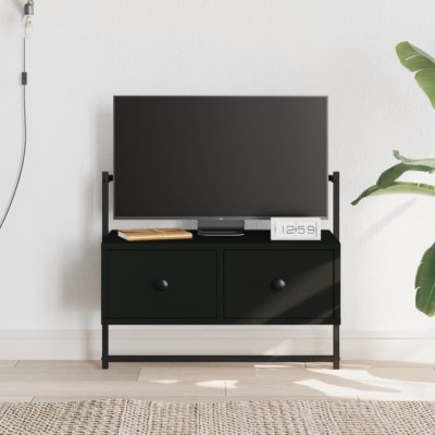 Gossi dulap tv montat pe perete, negru, 60,5x30x51 cm, lemn prelucrat foto
