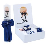Cumpara ieftin Set Cutie Trusou cu Lumanare, 9 Piese, "Cu drag de la nasi", Bleumarin, Baby Boss - TB187