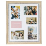 Rama foto decorativa, Callena, cu passepartout, lemn, tip colaj, maro, 47 x 57cm