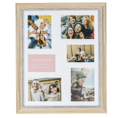 Rama foto decorativa, Callena, cu passepartout, lemn, tip colaj, maro, 47 x 57cm foto