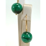 Cumpara ieftin Cercei Argint 925 placati aur cu Malachit Balance 12mm, 3.2cm, Inchidere Sigura, Cutie Cadou, Made in Italy
