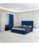 Dormitor Luca Albastru Cu Dulap Tapitat 140x200cm
