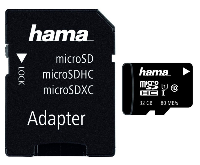 Card memorie Hama microSDHC 32GB clasa 10 + adaptor SD