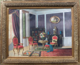 Cumpara ieftin B&ouml;sz&ouml;rm&eacute;nyi Schwarz J&aacute;nos (1883-1950)-Interior de salon - pictură academică, Scene gen, Ulei, Realism