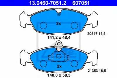 Set placute frana,frana disc DAEWOO CIELO (KLETN) (1995 - 1997) ATE 13.0460-7051.2 foto