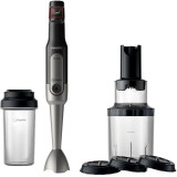 Mixer vertical Philips Viva Colelction HR2656/90, 800 W, viteza variabila, ProMix, spiralizator, recipient on-the-go, Negru/Inox