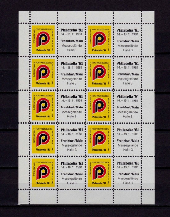 ✅(V 13) Germania Philatelia '81,bloc/viniete oficiale Expo.Fila. Frankfurt ,MNH