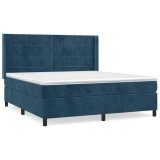 Cumpara ieftin Pat box spring cu saltea, albastru inchis, 180x200 cm, catifea