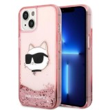 Husa pentru Apple iPhone 14 Plus, Karl Lagerfeld, Glitter Choupette&#039;s Head, Roz