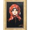 Tablou celebru pictat manual inramat, Tanara cu basma rosie, 35x25cm ulei panza, reproducere Nicolae Grigorescu