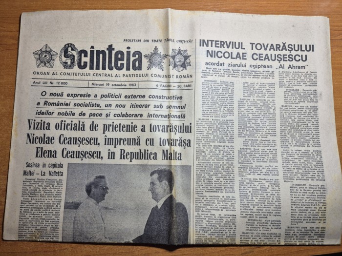 scanteia 19 octombrie 1983-vizita lui ceausescu in malta